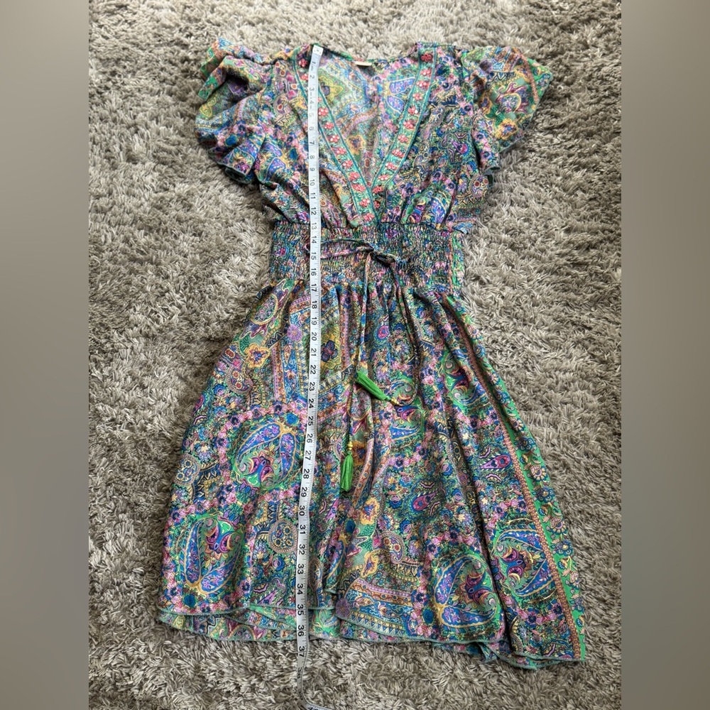 Multi color silk v neck sundress size small